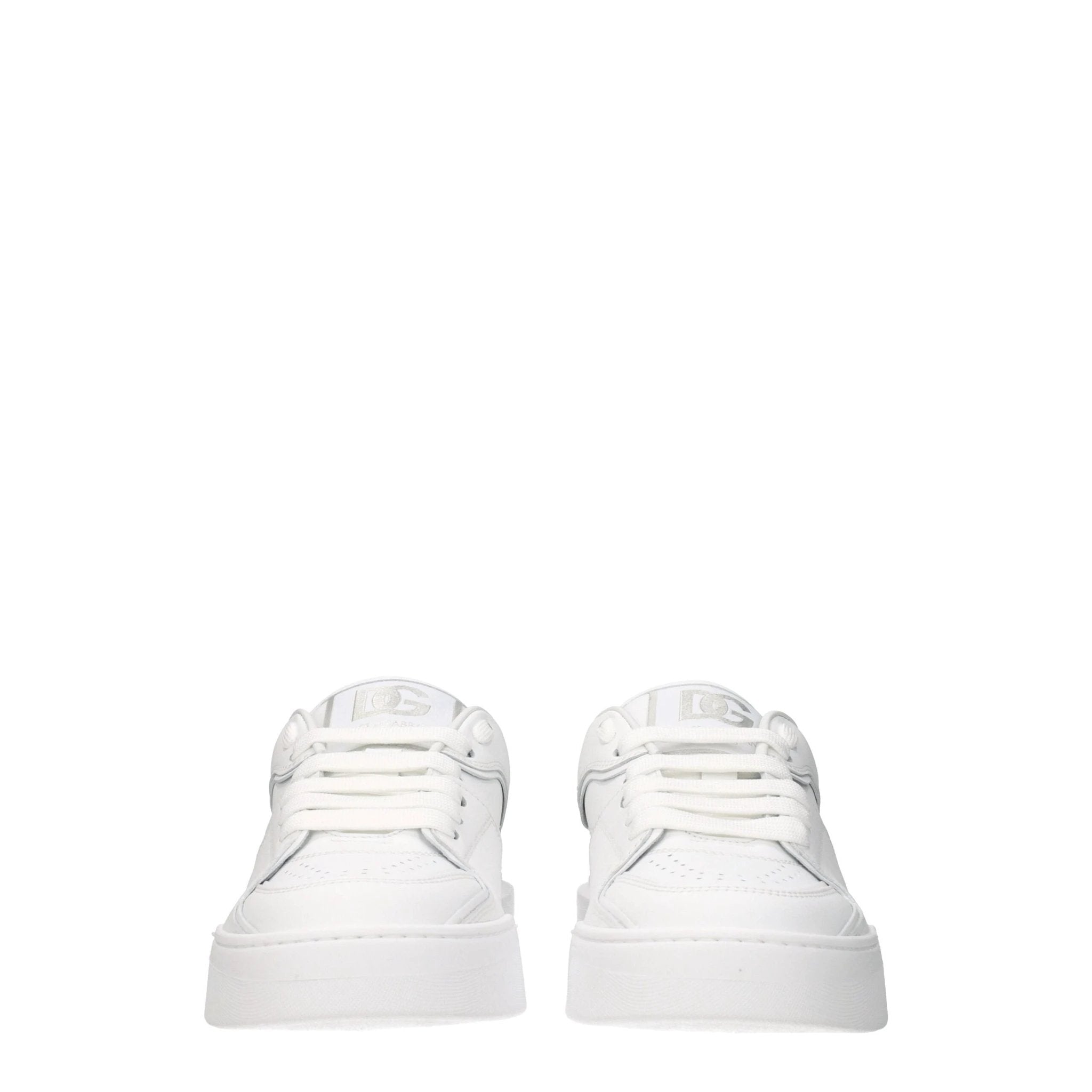 Dolce & Gabbana White Leather Low Top Sneakers by Dolce & Gabbana