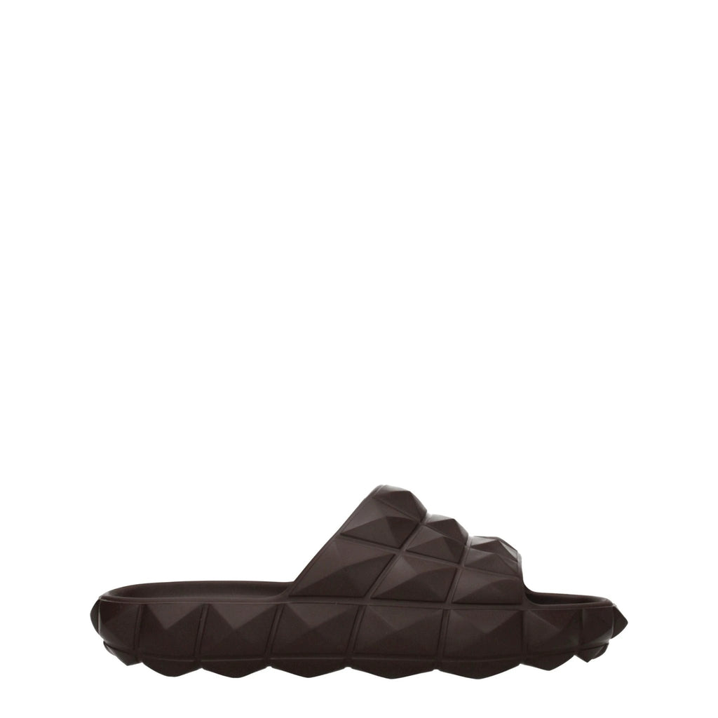 Pantoufles en coton marron Valentino Garavani
