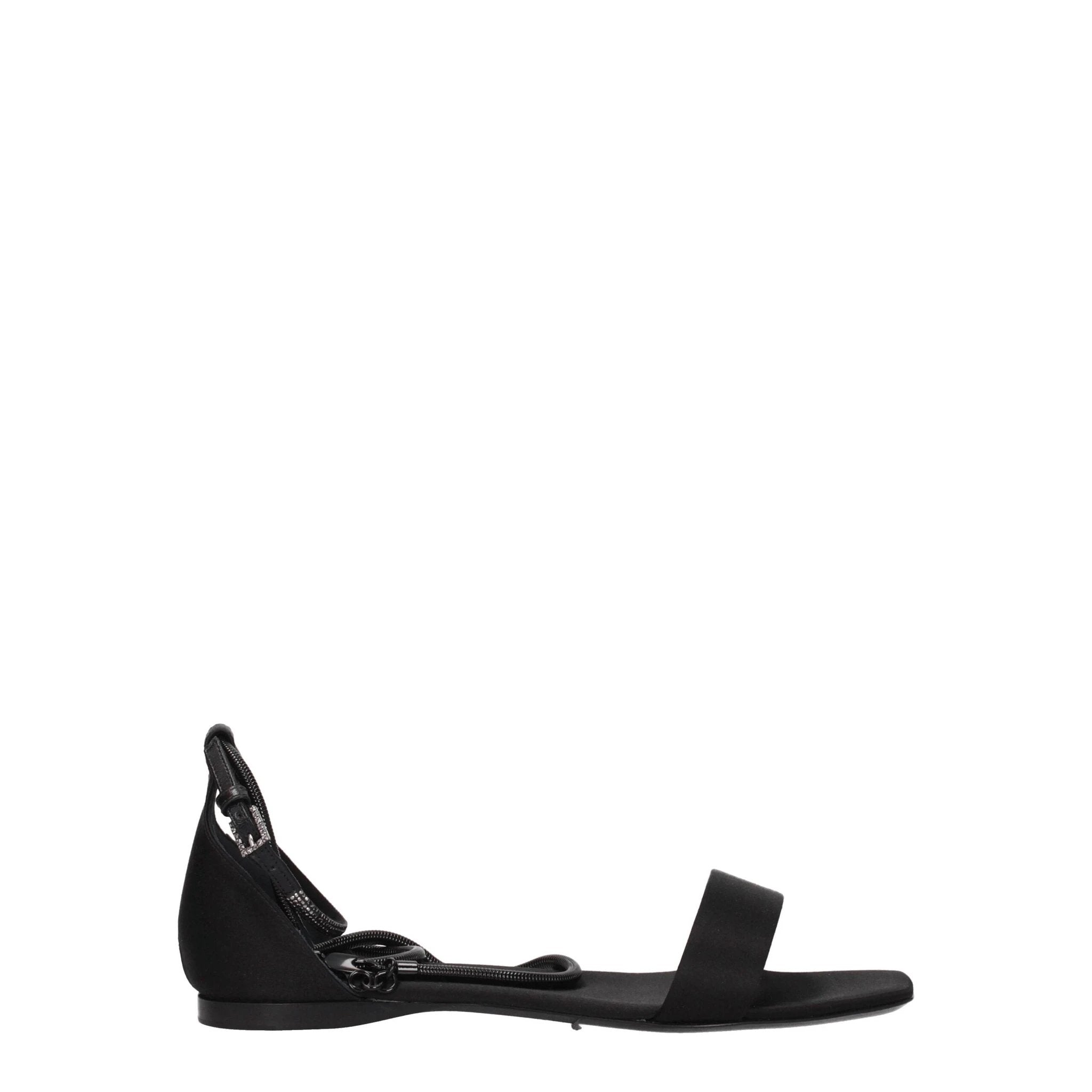 Sandales plates en satin noir Max Mara