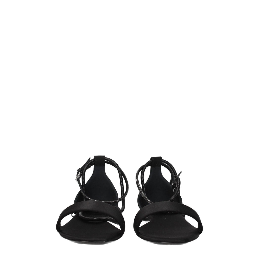 Sandales plates en satin noir Max Mara