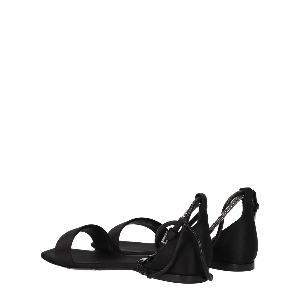 Sandales plates en satin noir Max Mara