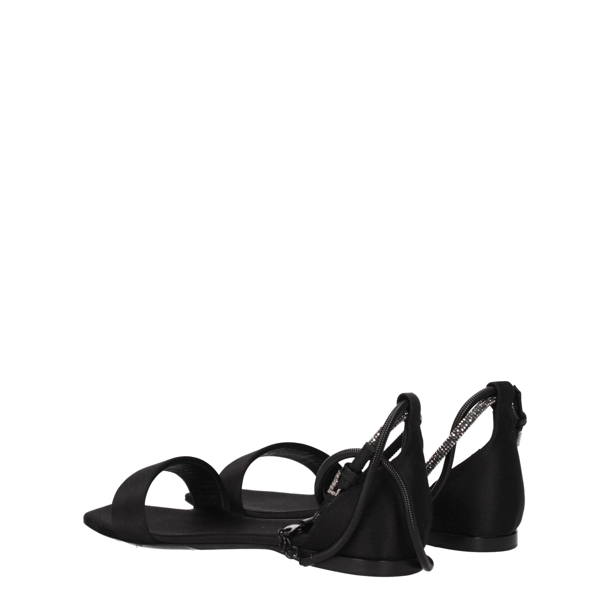 Sandales plates en satin noir Max Mara