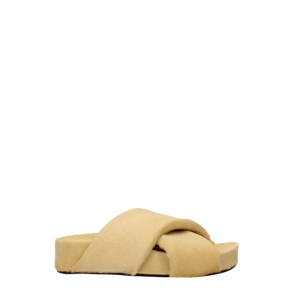 Pantoufles en crin de cheval beige Jil Sander