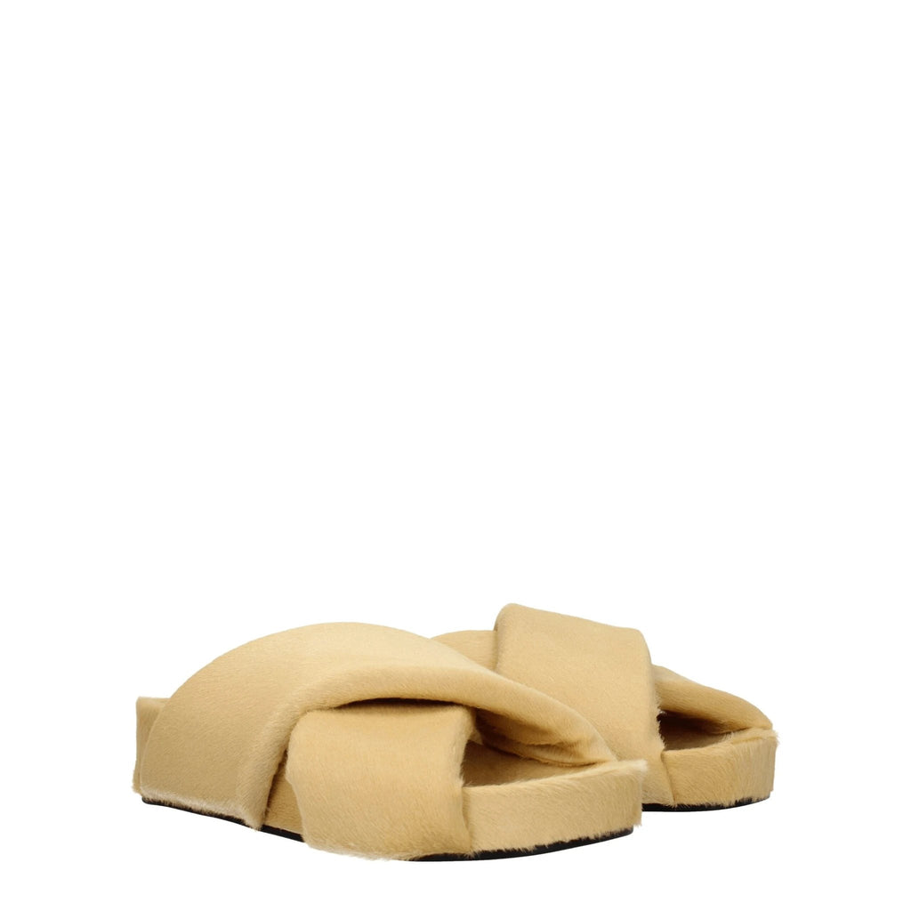Pantoufles en crin de cheval beige Jil Sander