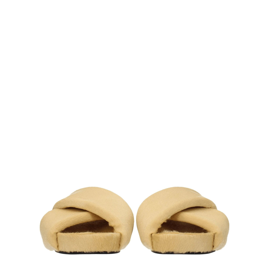 Pantoufles en crin de cheval beige Jil Sander