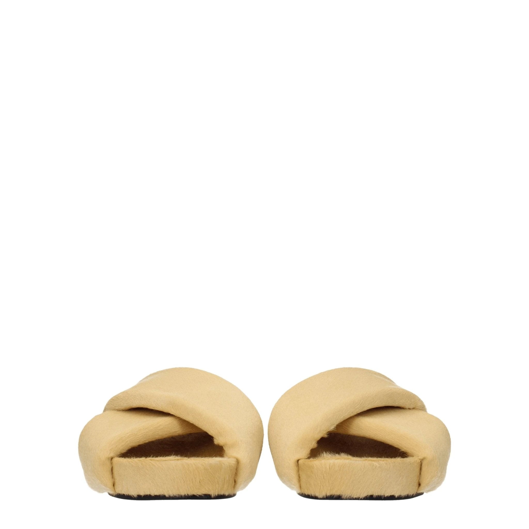 Pantoufles en crin de cheval beige Jil Sander