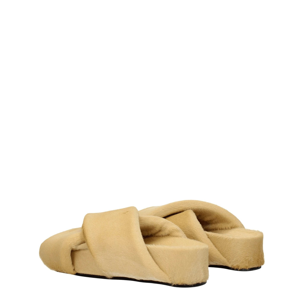 Pantoufles en crin de cheval beige Jil Sander