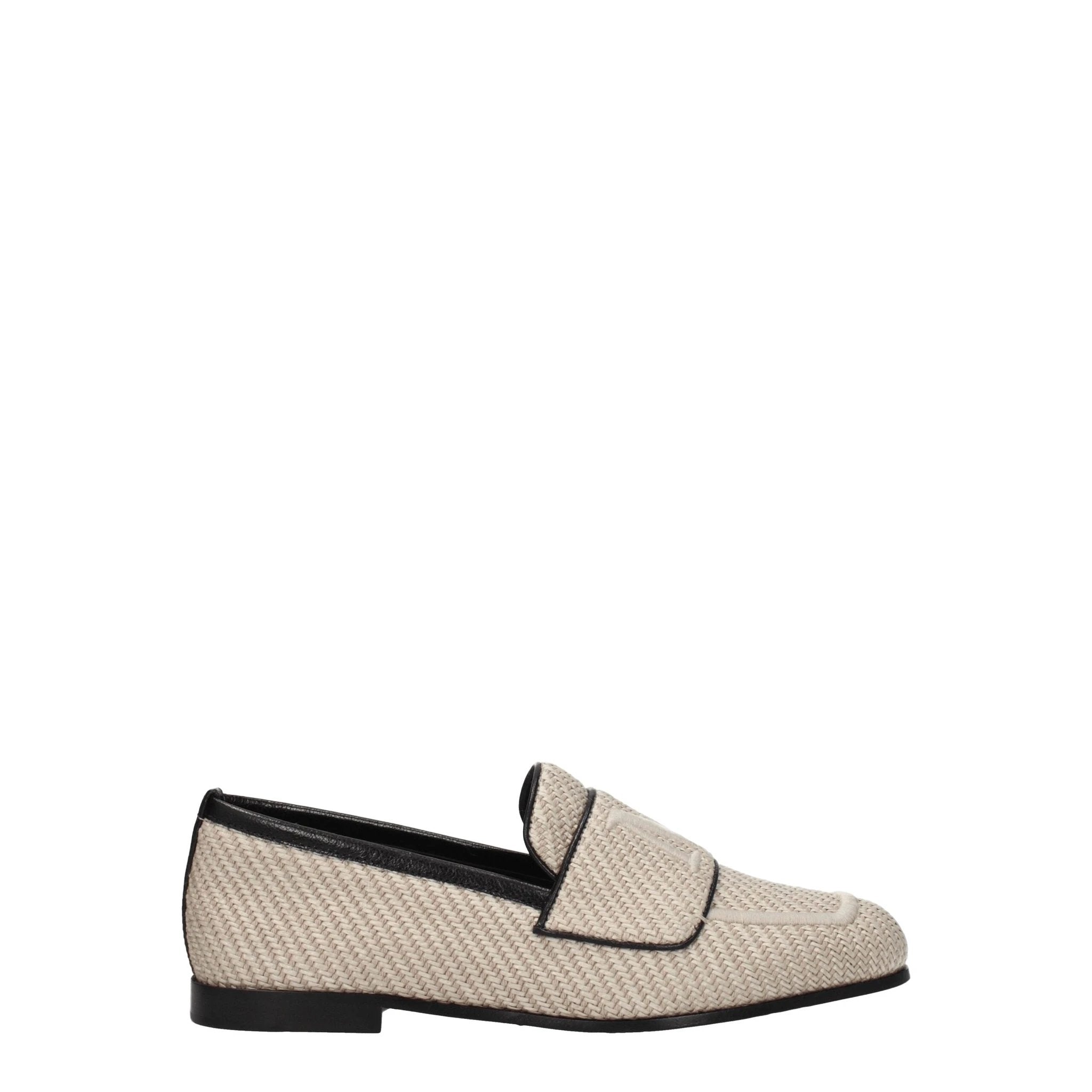 Max Mara Beige Fabric Slip-On Loafers by Max Mara