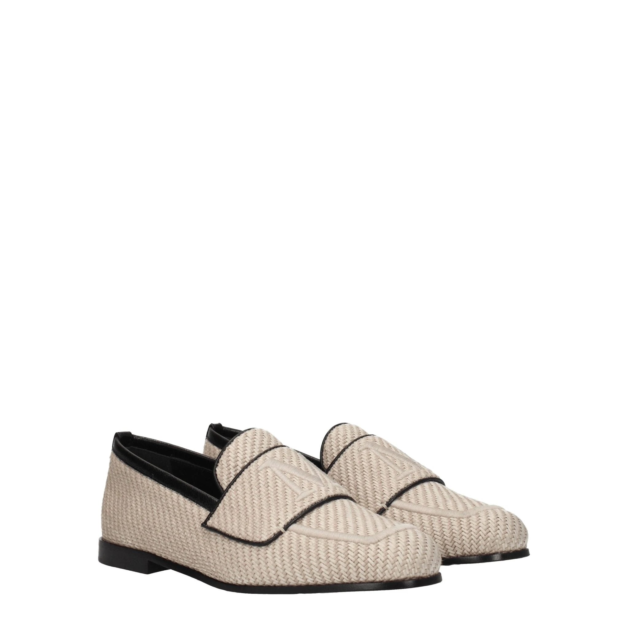 Max Mara Beige Fabric Slip-On Loafers by Max Mara