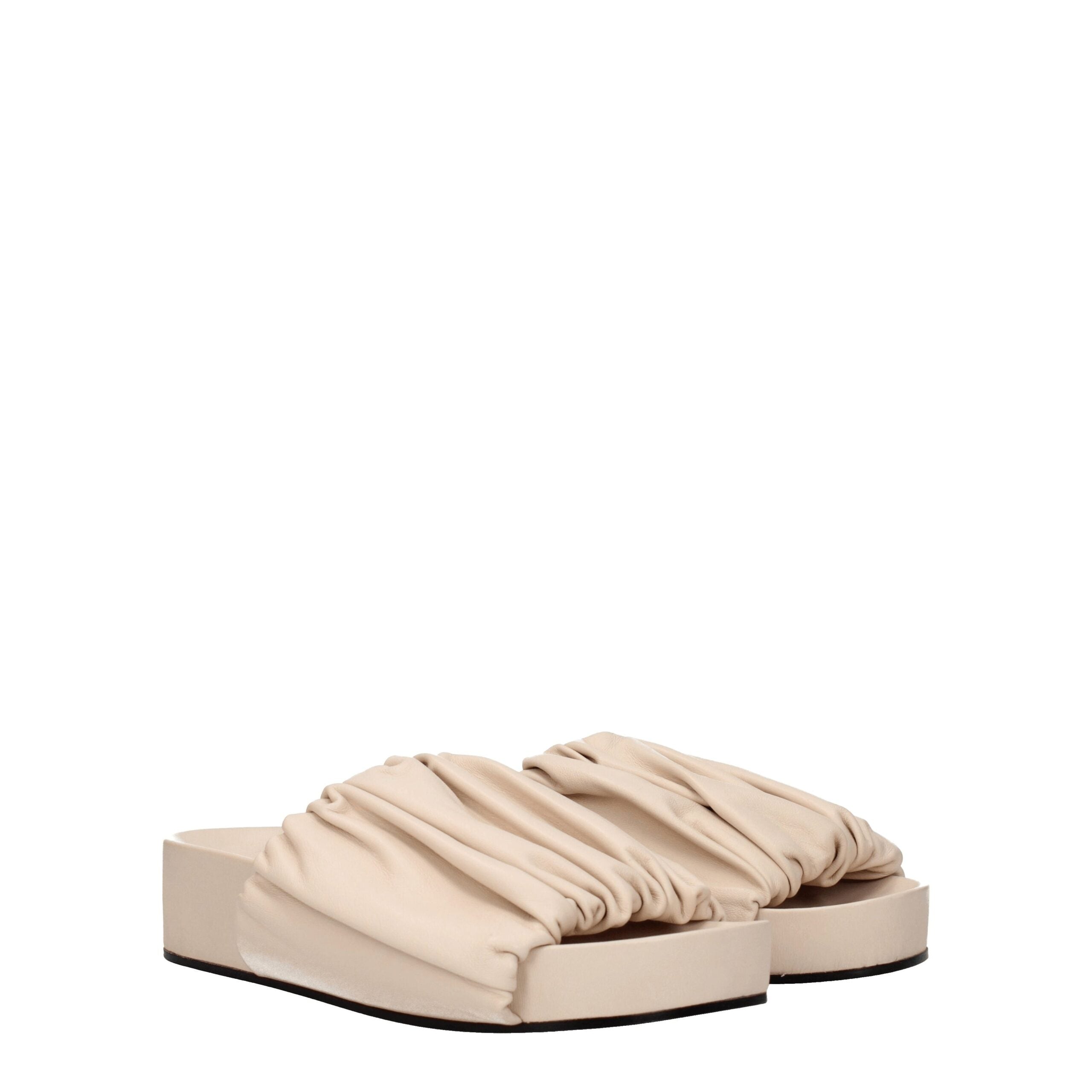 Pantoufles en cuir rose Jil Sander
