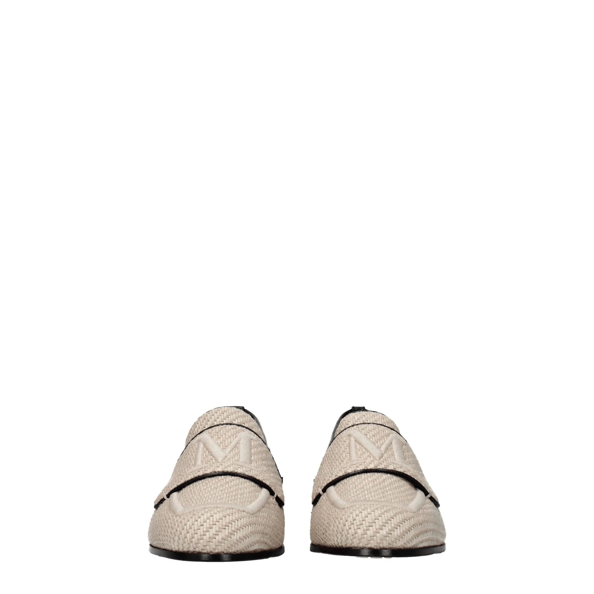 Max Mara Beige Fabric Slip-On Loafers by Max Mara