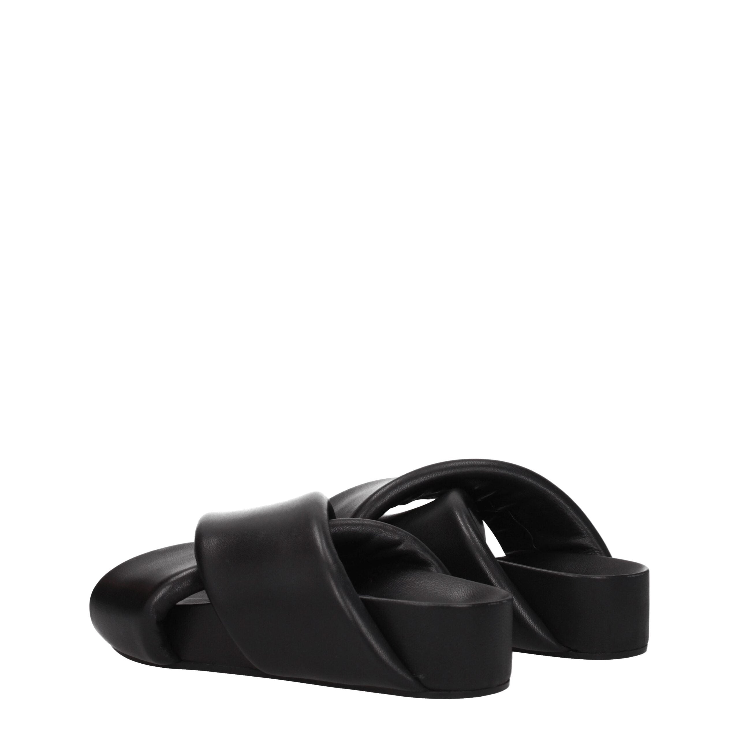 Pantoufles en cuir noir Jil Sander