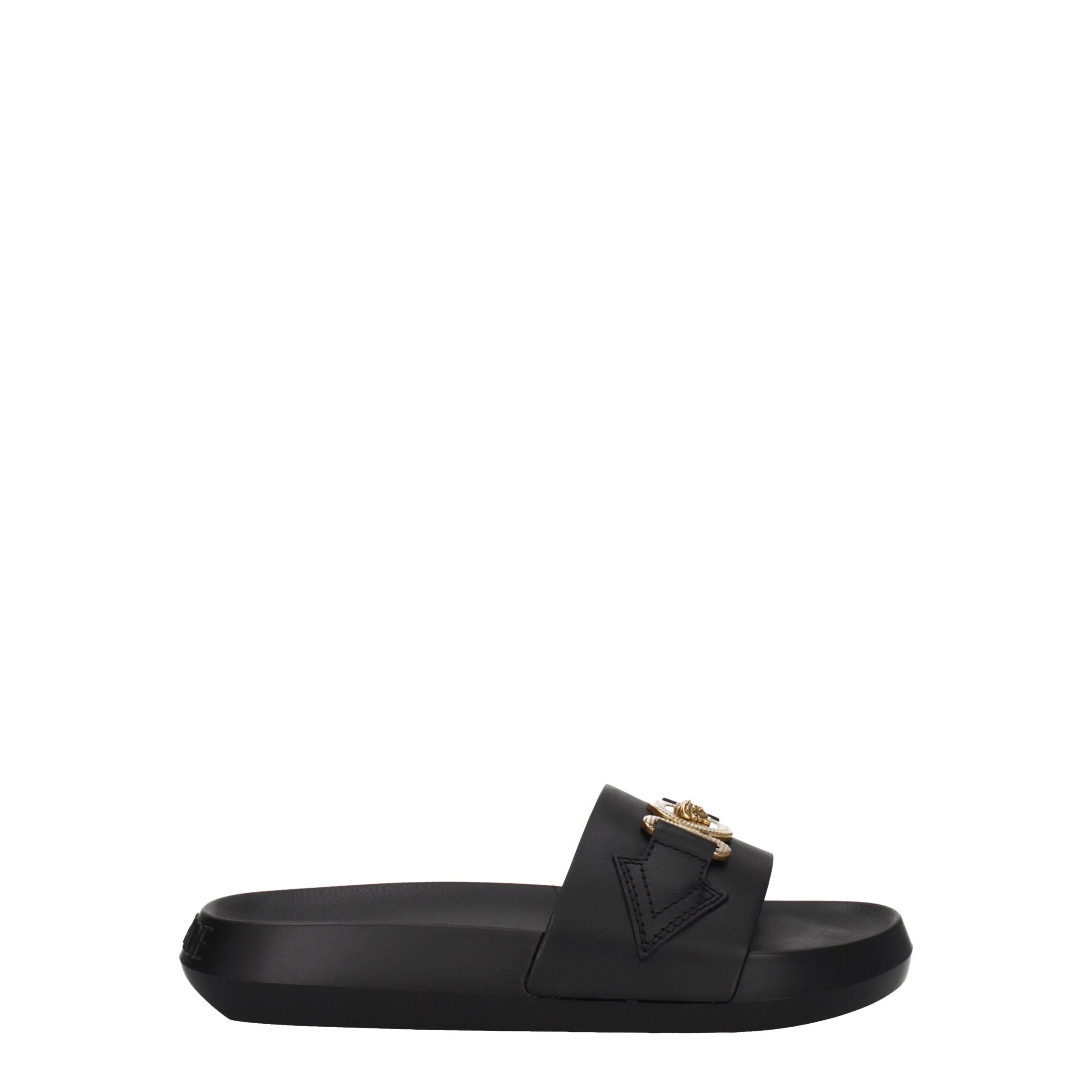 Pantoufles Versace en cuir noir