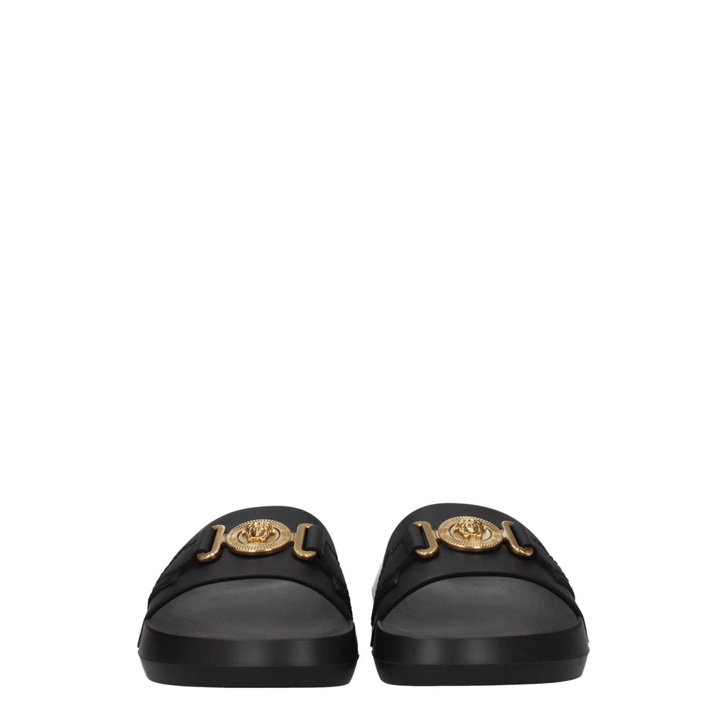 Pantoufles Versace en cuir noir