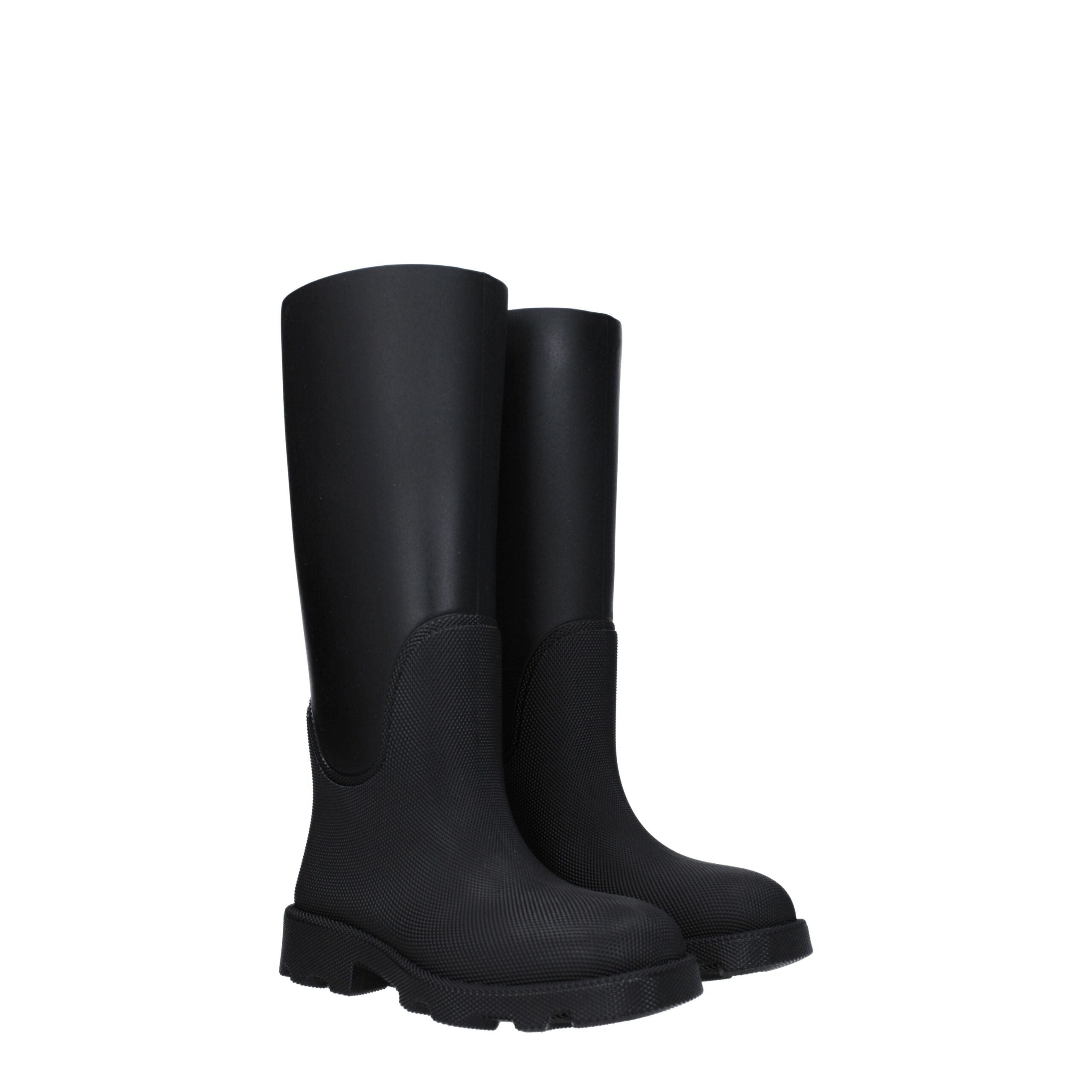 Burberry Black Cotton Rain Boots