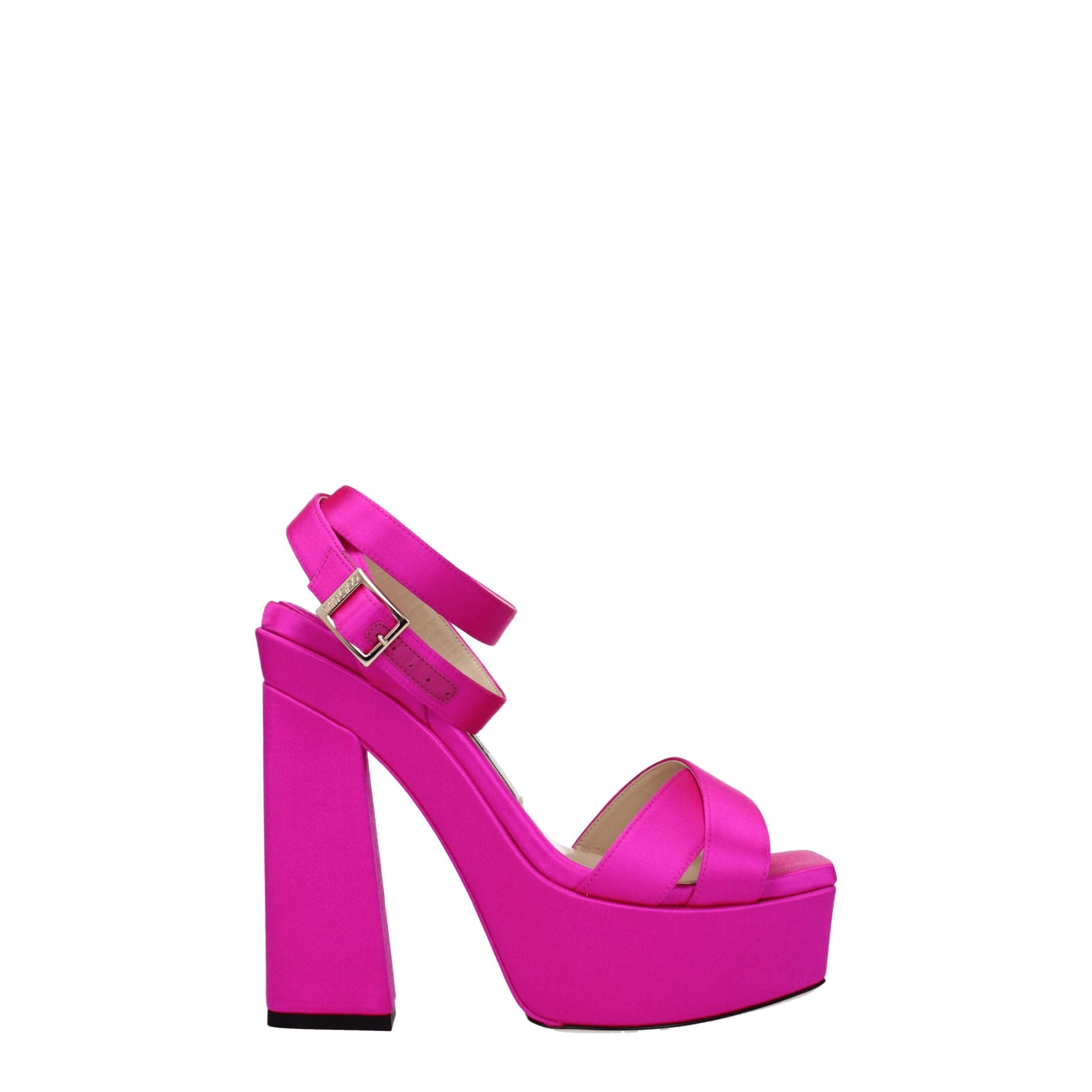 Sandales à plateforme en satin rose Jimmy Choo