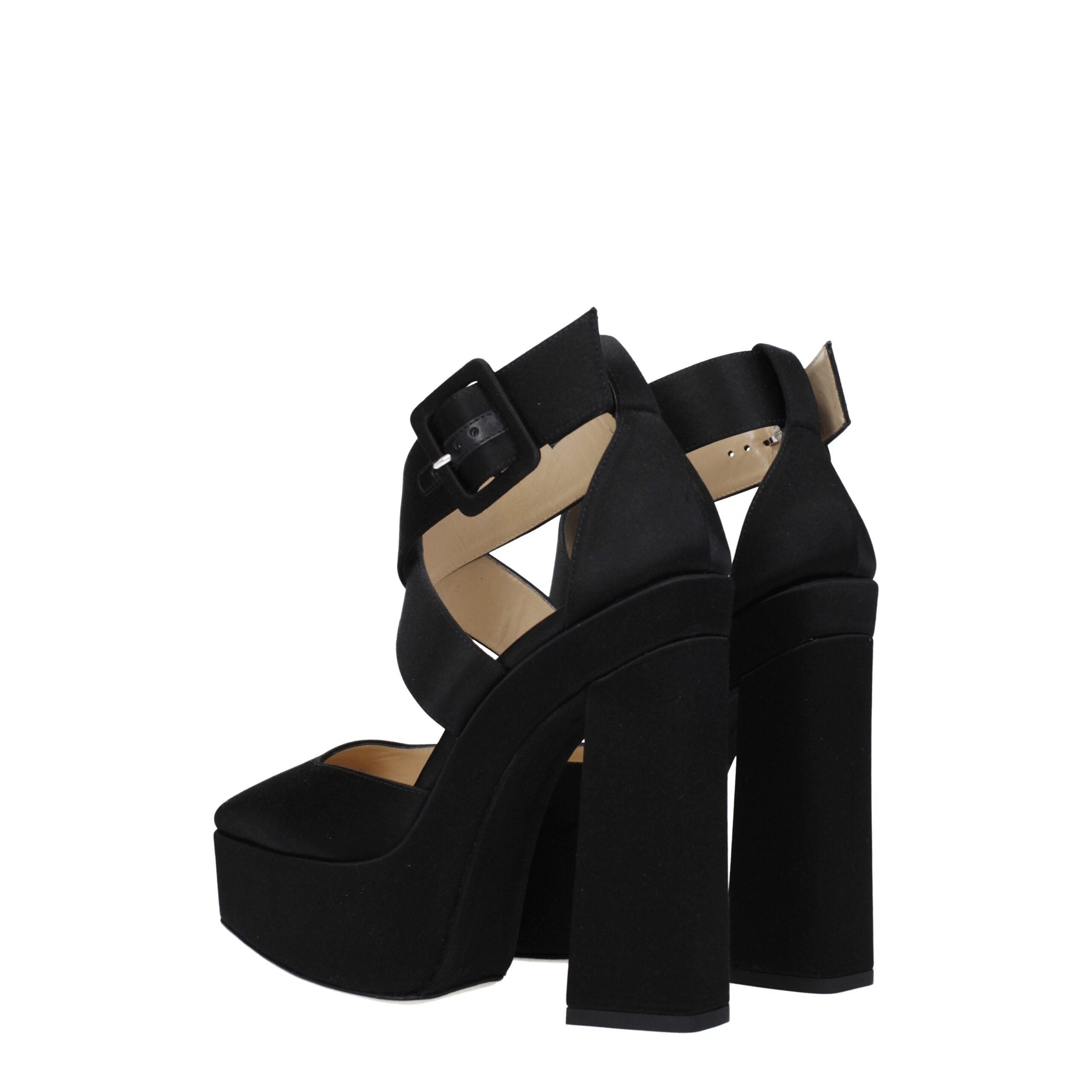 Sandales à plateforme en satin noir Jimmy Choo