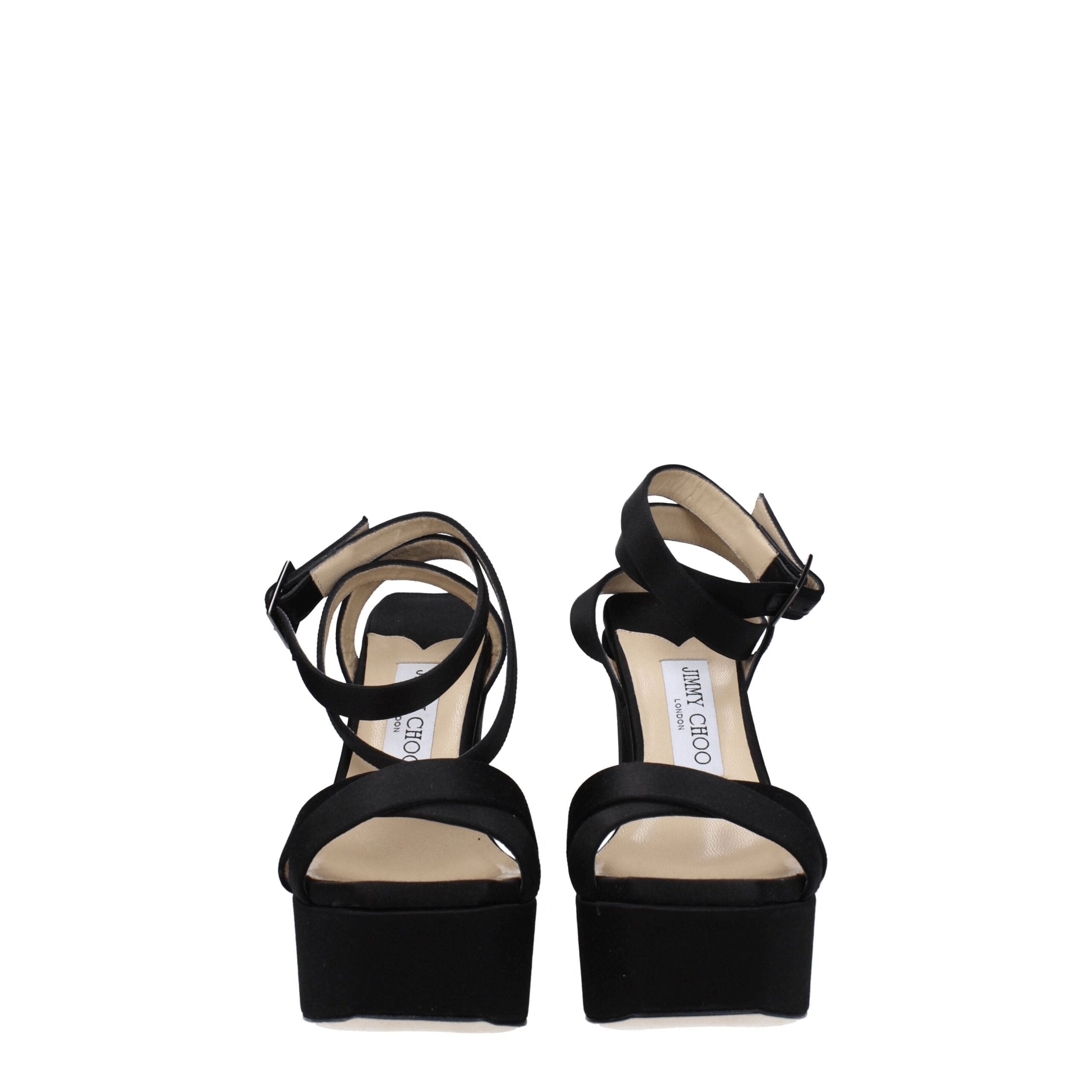 Sandales à plateforme en satin noir Jimmy Choo