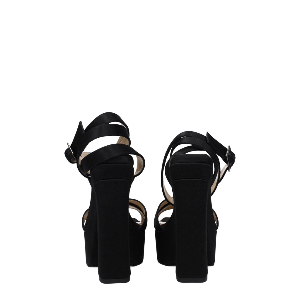 Jimmy Choo Black Satin Platform Sandals