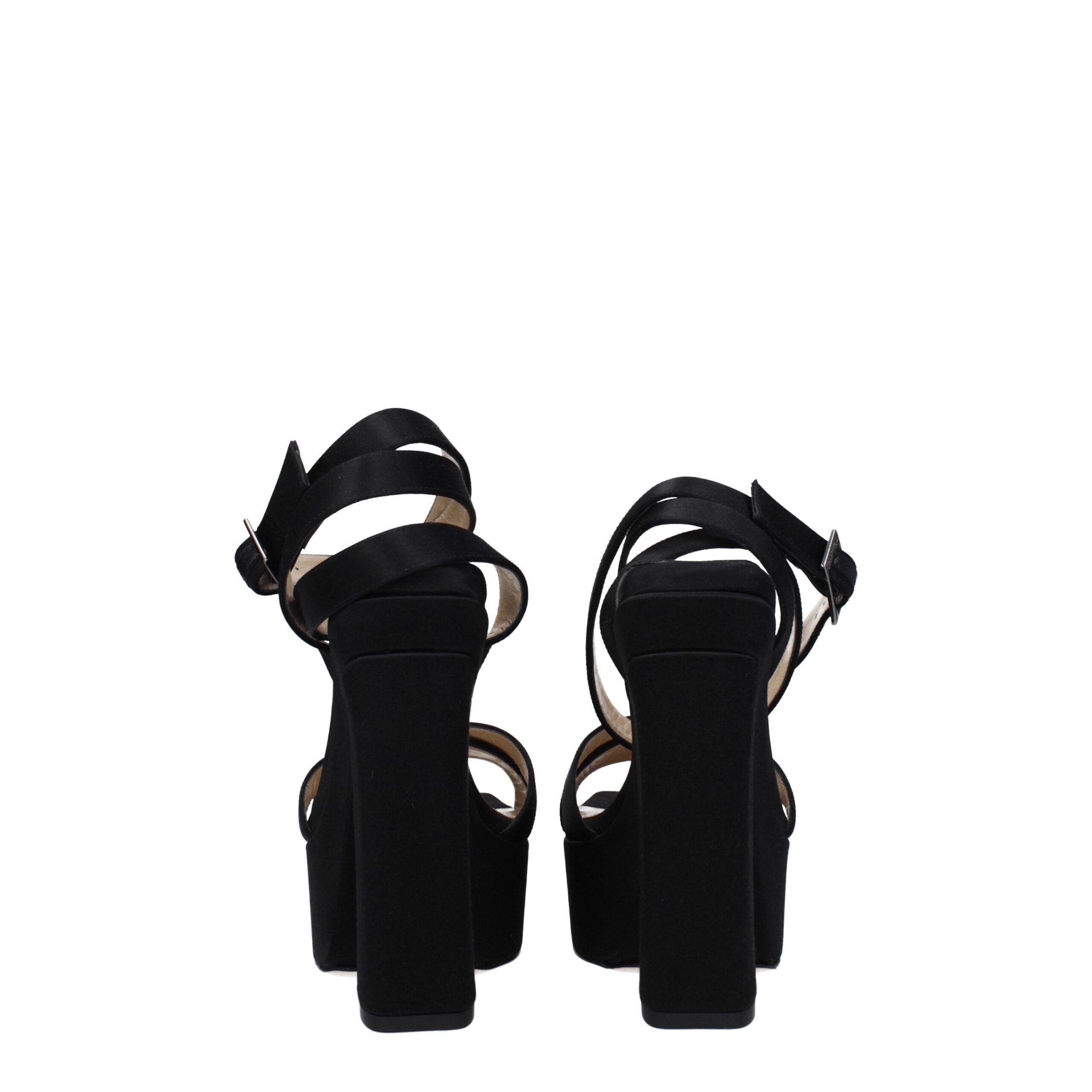 Sandales à plateforme en satin noir Jimmy Choo