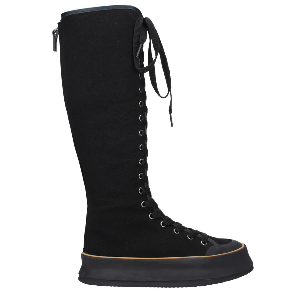 Bottes Max Mara en tissu noir à lacets