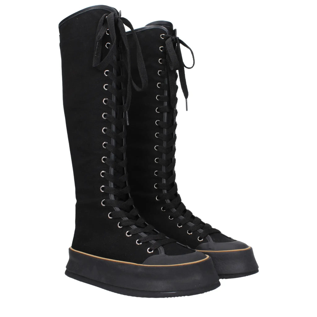 Bottes Max Mara en tissu noir à lacets