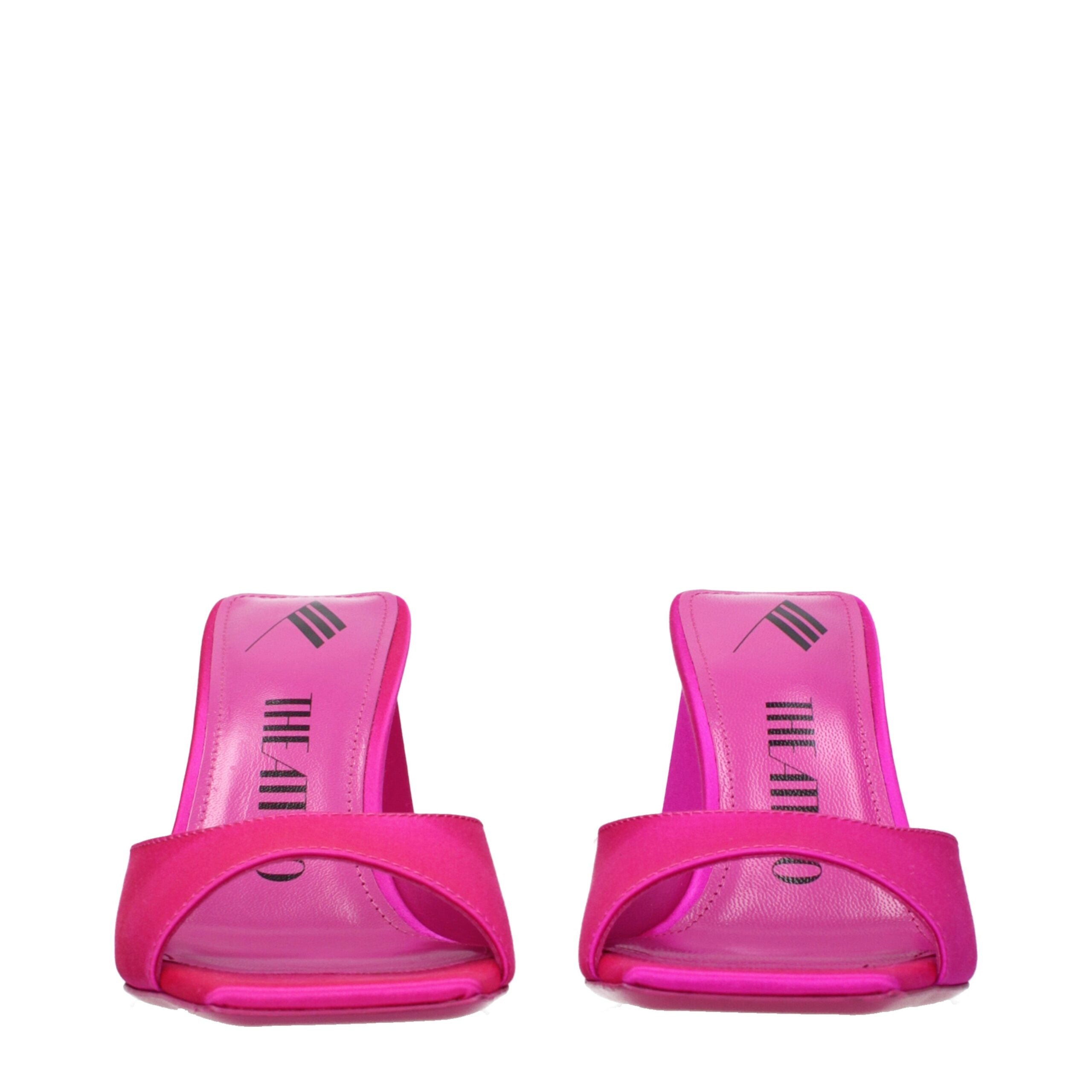 Sandales à talons aiguilles en satin rose Attico