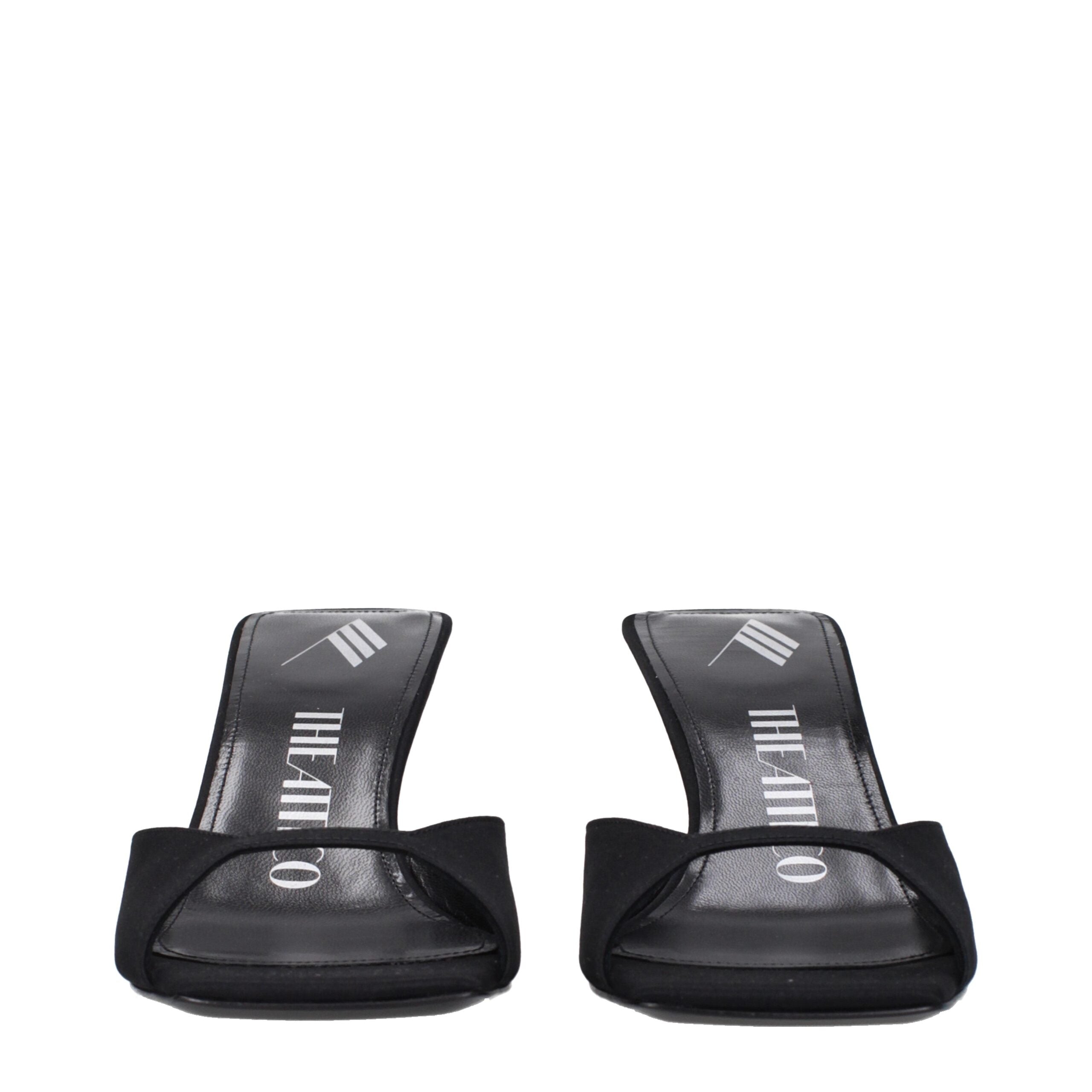 Sandales à talons aiguilles en satin noir Attico