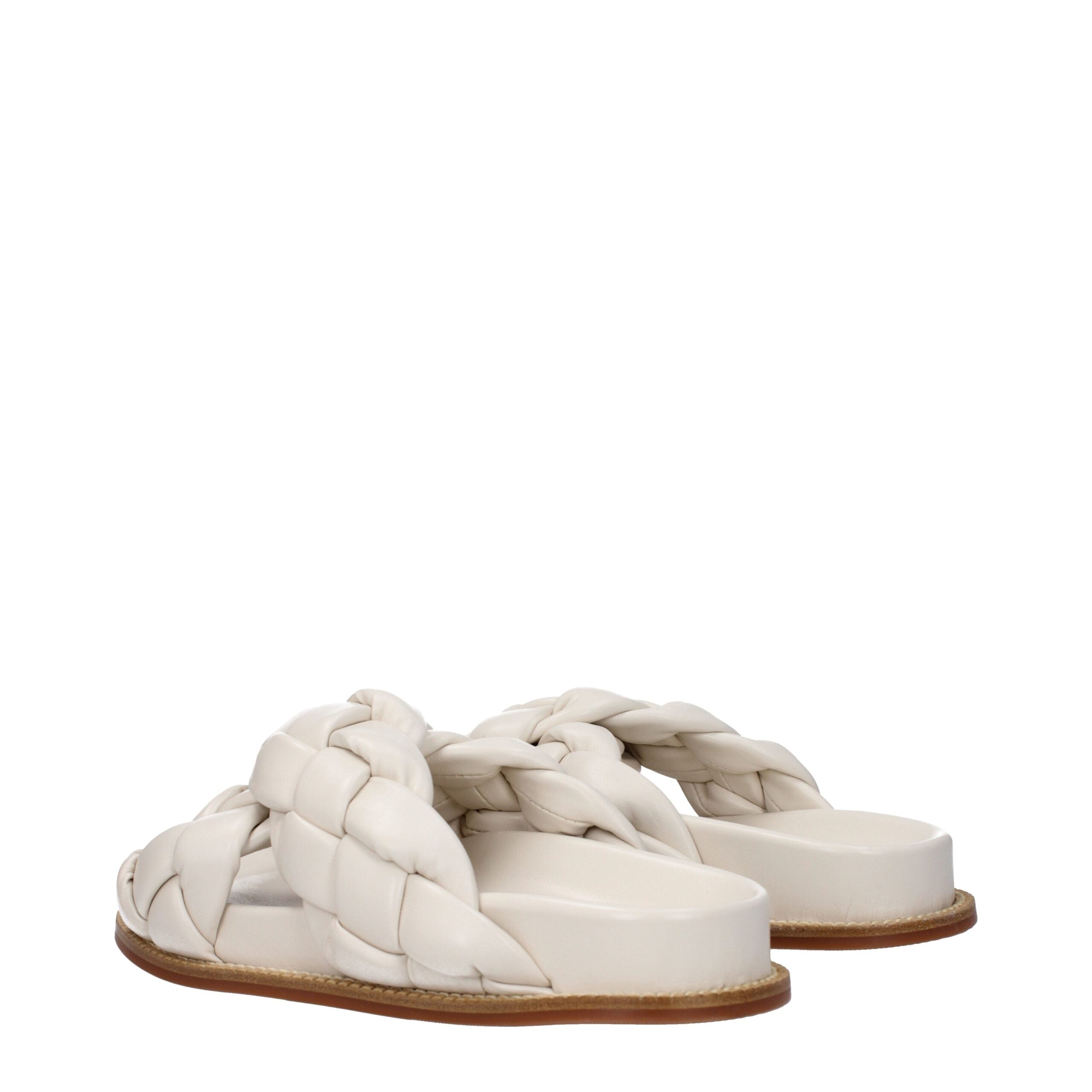 Pantoufles en cuir beige Fabiana Filippi