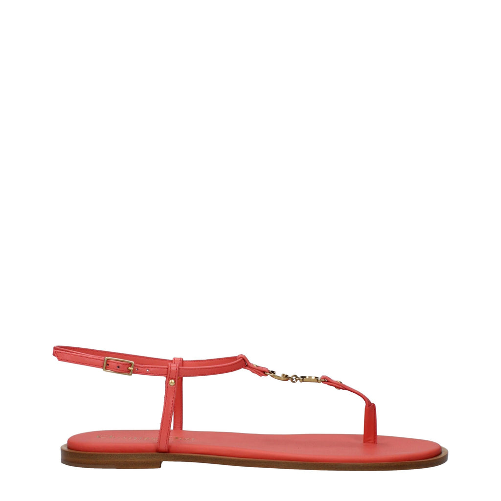 Sandales tongs en cuir rose Christian Dior