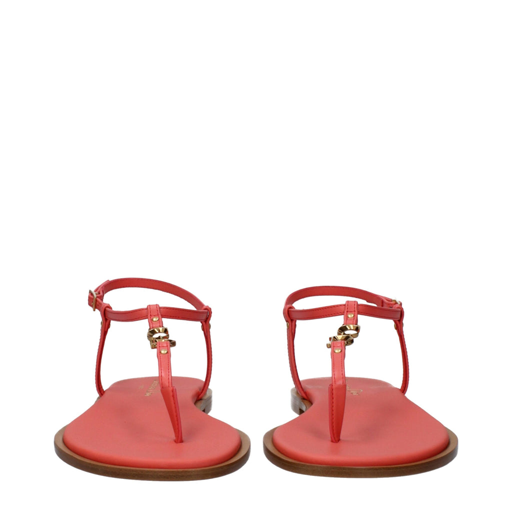 Sandales tongs en cuir rose Christian Dior