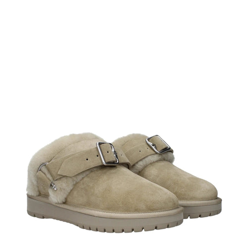 Pantoufles en cuir vert Burberry