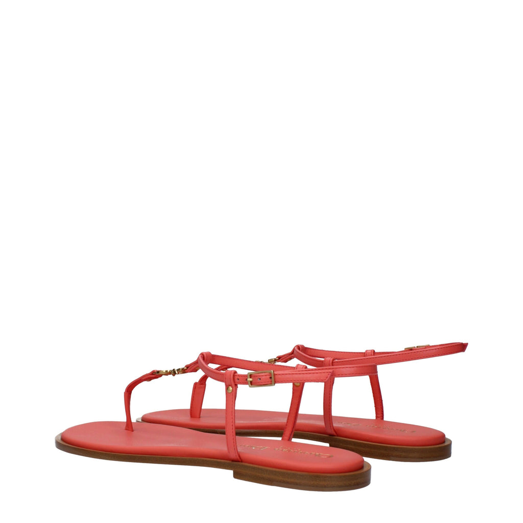 Sandales tongs en cuir rose Christian Dior