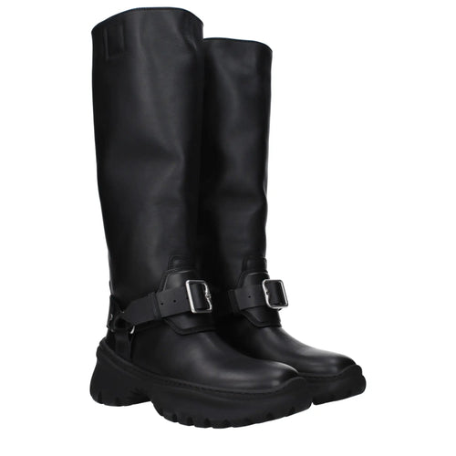 Bottes Burberry en cuir noir