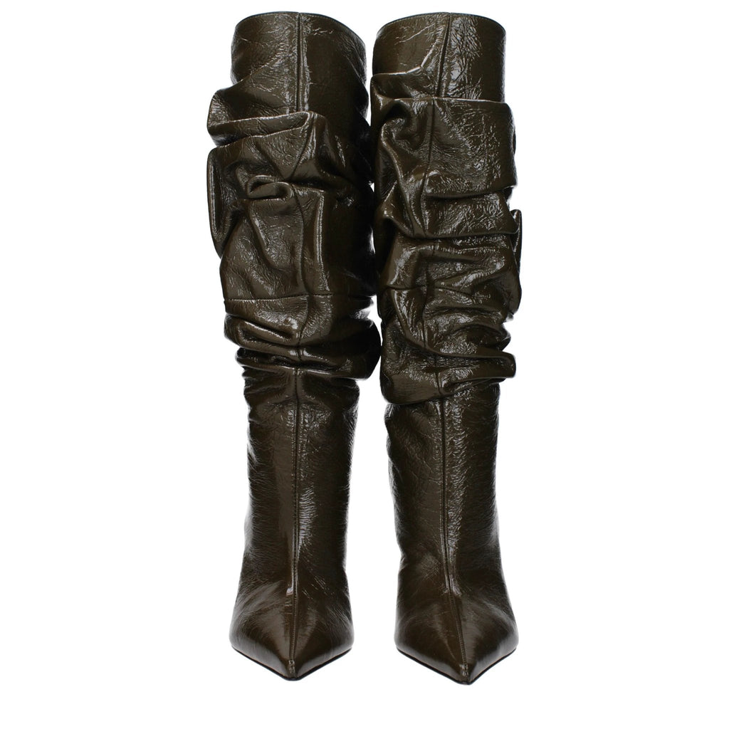 Amina Muaddi Green Leather Boots