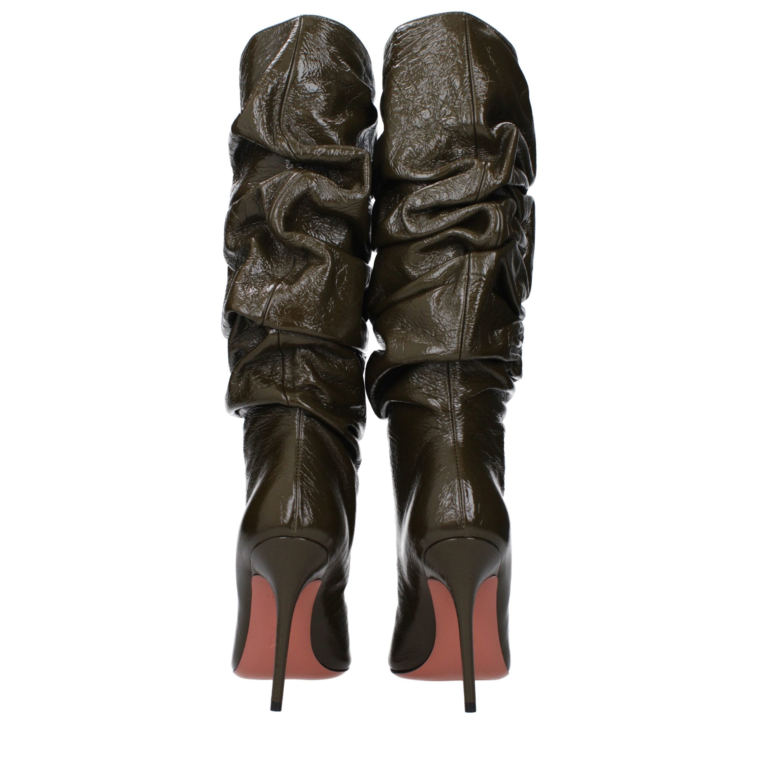 Amina Muaddi Green Leather Boots