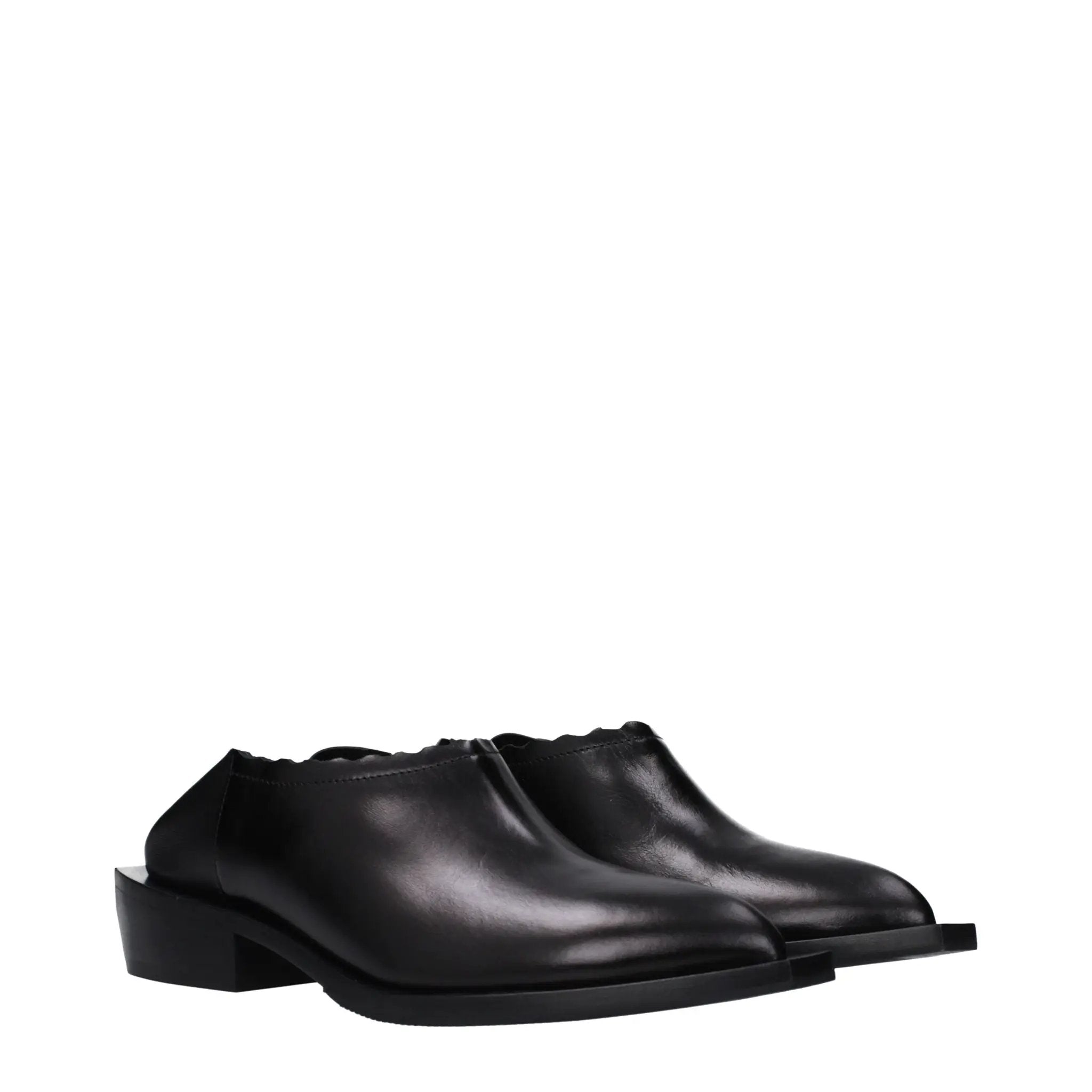 Moschino Black Leather Mules
