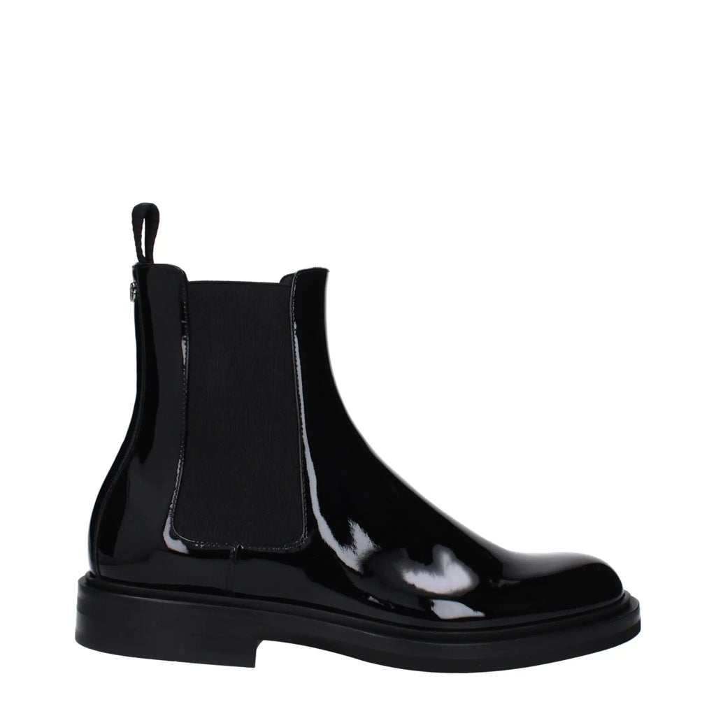 Bottines en cuir noir Dolce &amp; Gabbana