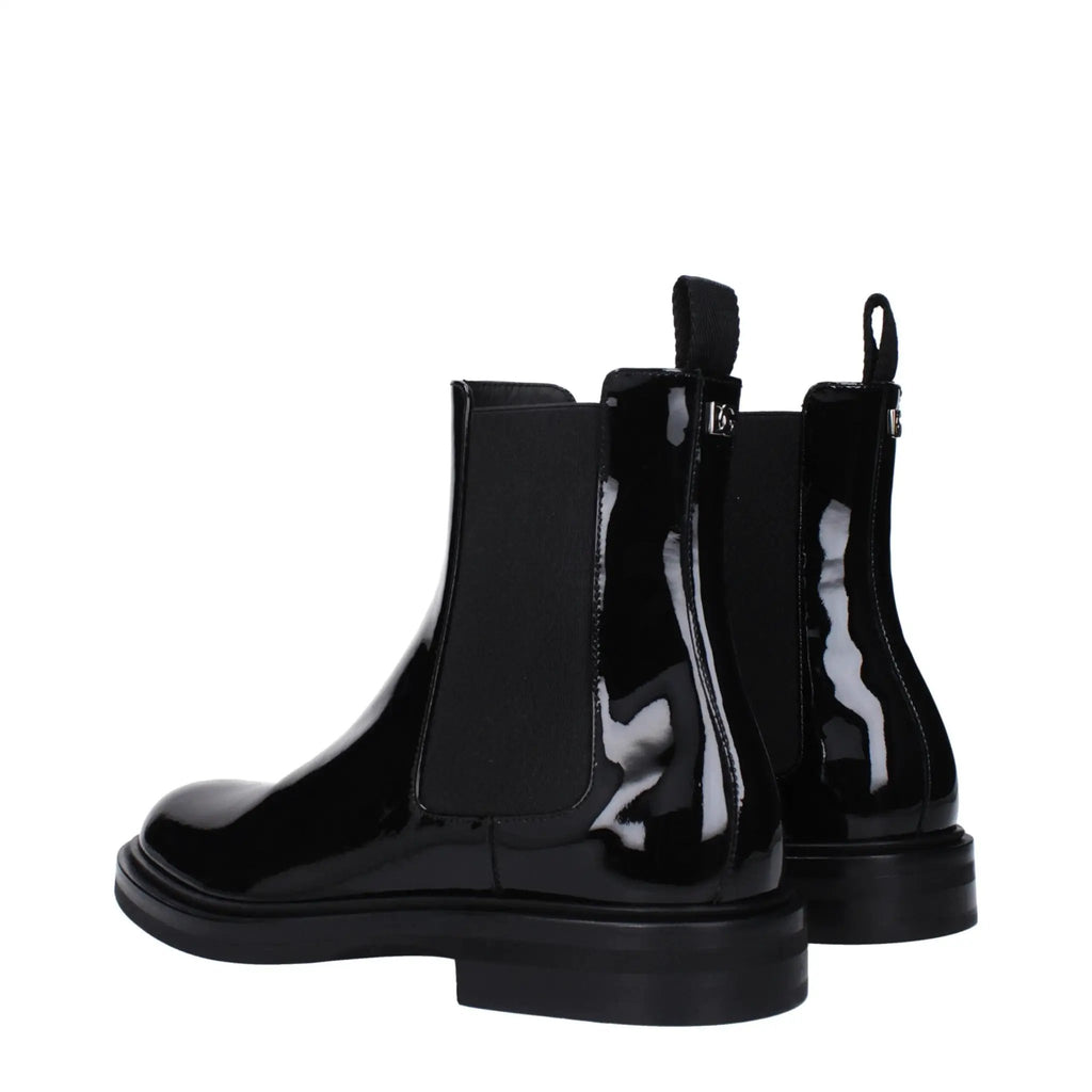 Bottines en cuir noir Dolce &amp; Gabbana