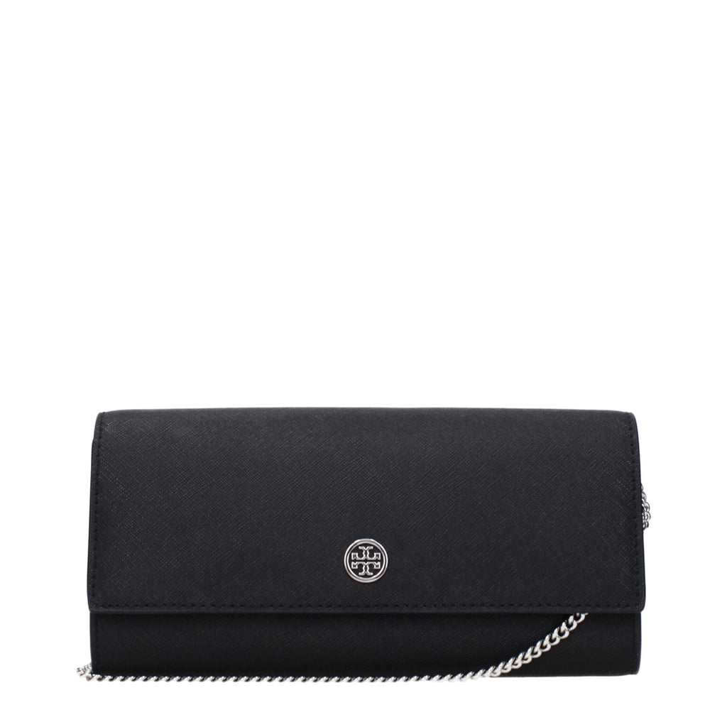 Pochette en cuir noir Tory Burch