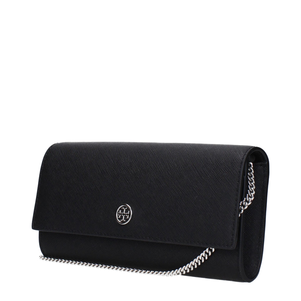 Pochette en cuir noir Tory Burch