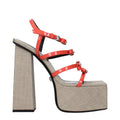 Versace Orange Leather Platform Sandals by Versace