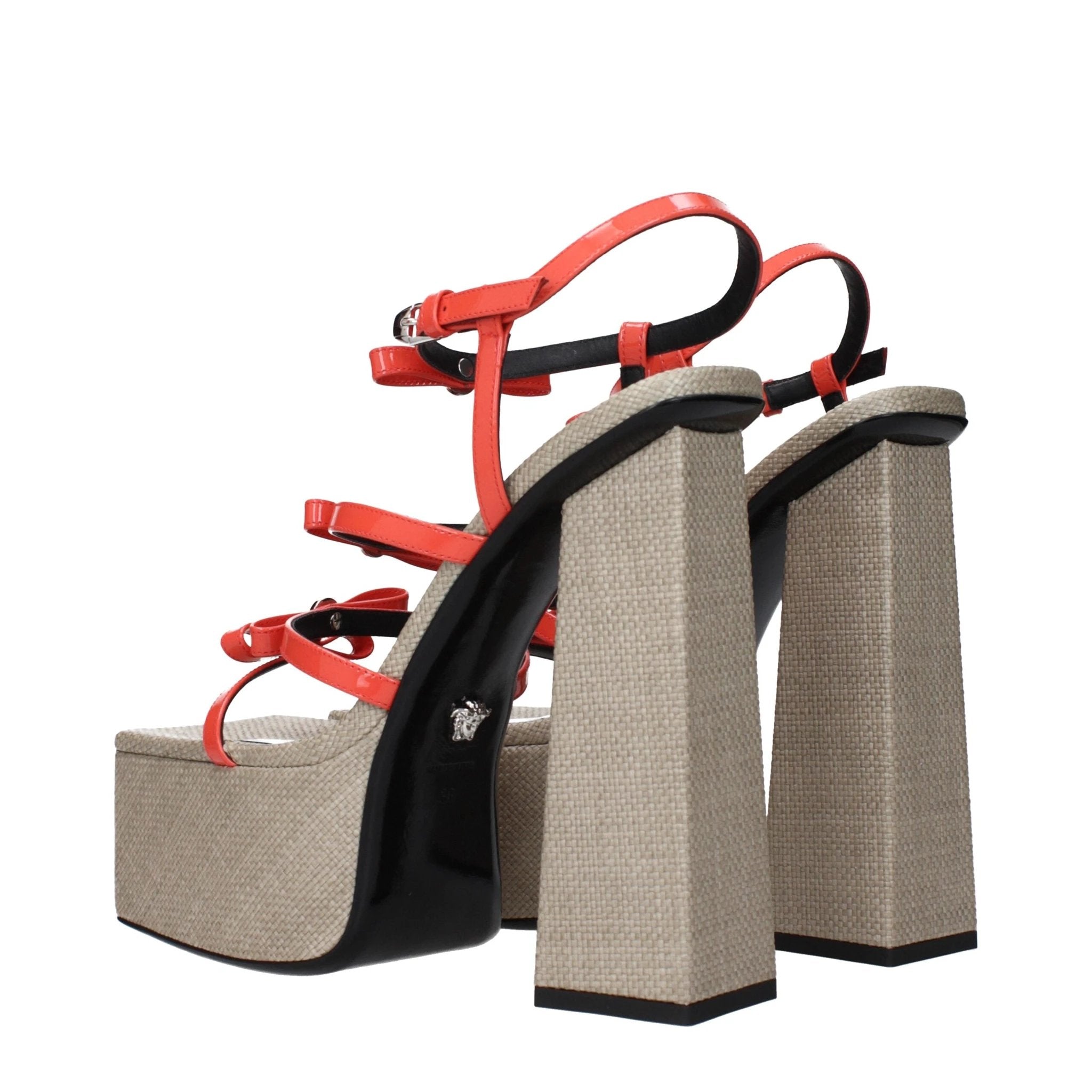 Versace Orange Leather Platform Sandals by Versace