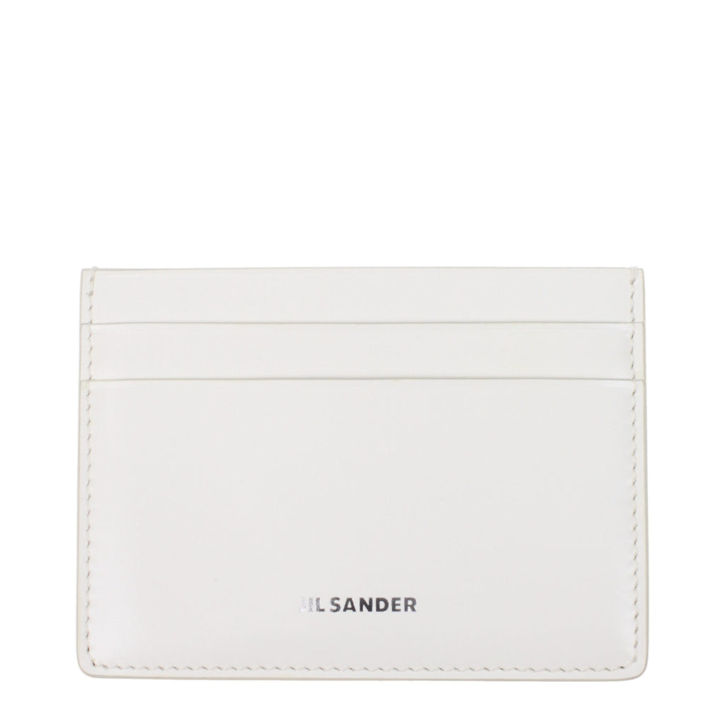 Porte-cartes en cuir blanc Jil Sander