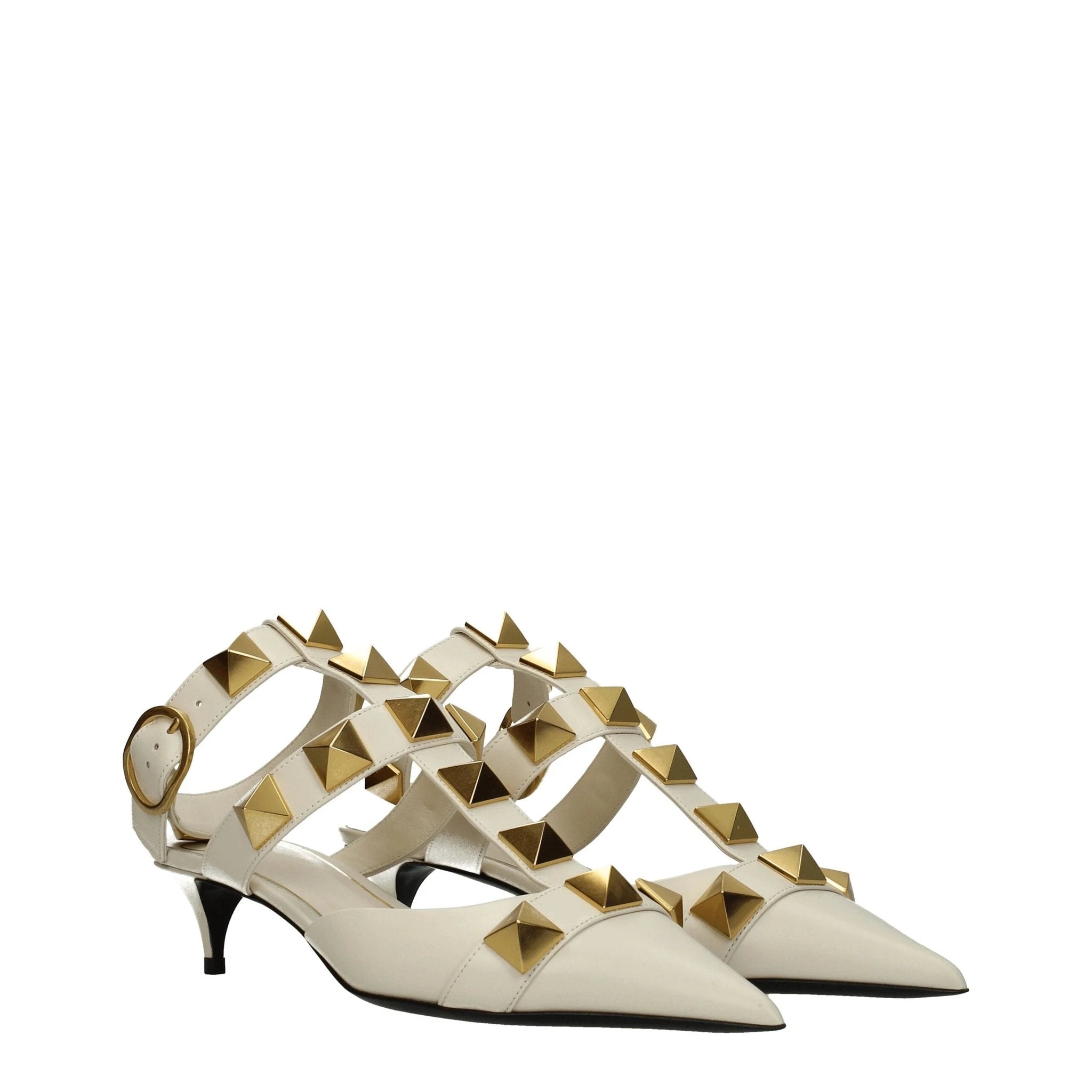 Valentino Garavani Beige Leather Stiletto Heel Sandals by Valentino Garavani