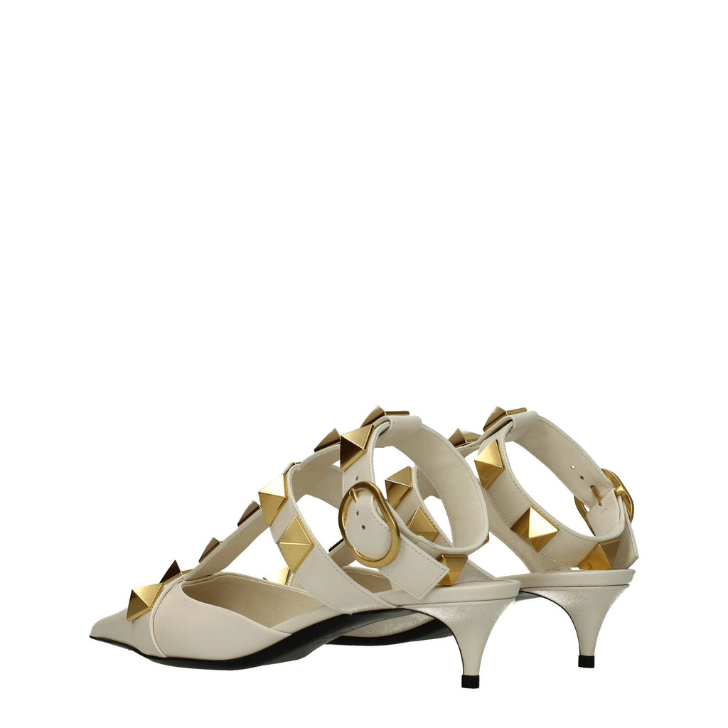 Valentino Garavani Beige Leather Stiletto Heel Sandals by Valentino Garavani