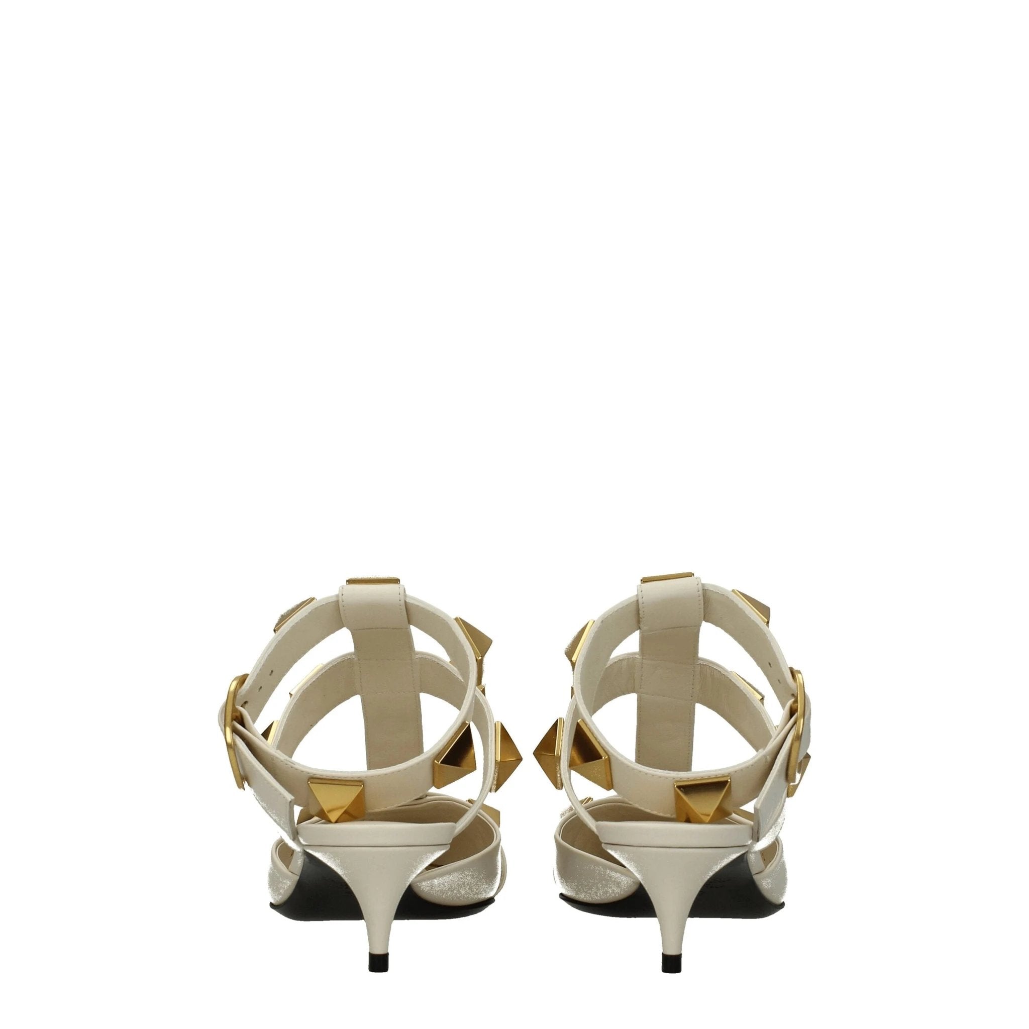 Valentino Garavani Beige Leather Stiletto Heel Sandals by Valentino Garavani