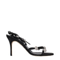 Sandales à talons aiguilles en satin noir Manolo Blahnik