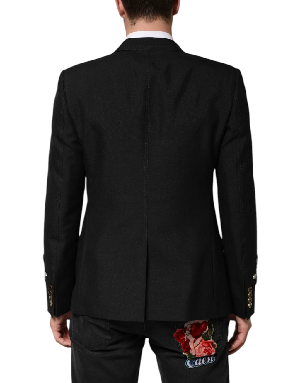 Dolce & Gabbana Black Bee Crown Embellished Suit Coat Blazer by Dolce & Gabbana