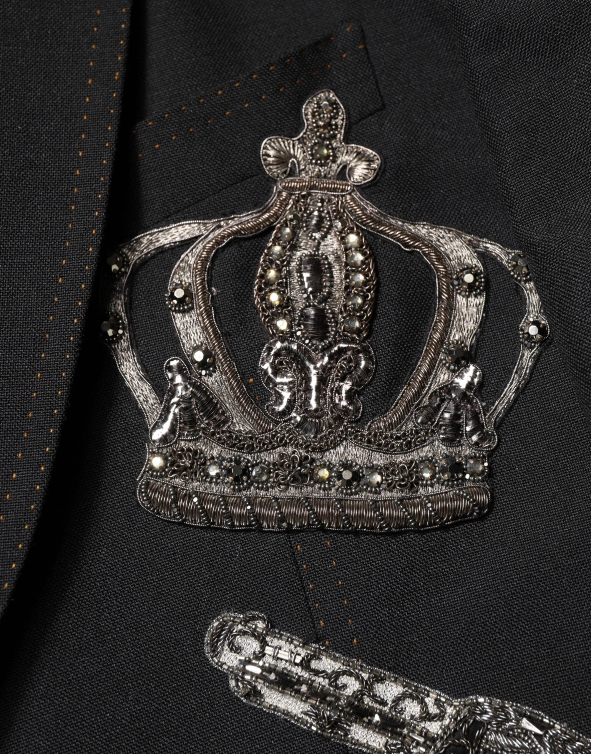 Dolce & Gabbana Black Bee Crown Embellished Suit Coat Blazer by Dolce & Gabbana